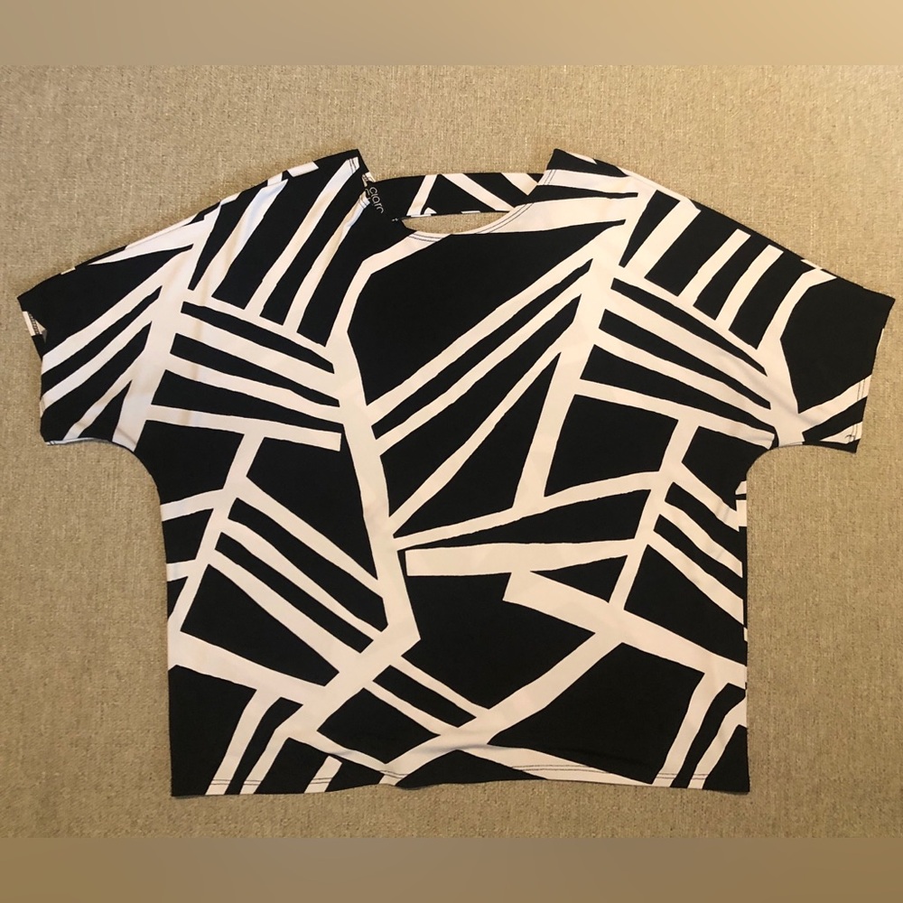 Clara Sun Woo Geostripe Print V Cross Bar Cut Out Top EUC M(12)